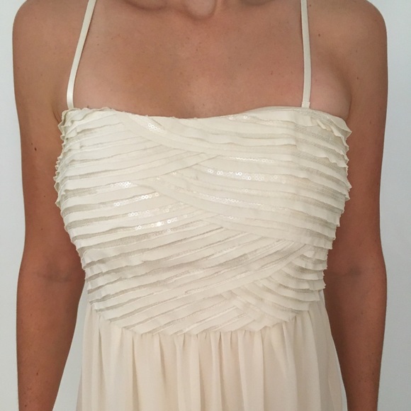 Calvin Klein Strapless Silk Ivory Formal Gown - Picture 4 of 9